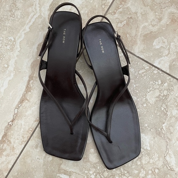 The Row Shoes - THE ROW dark brown leather Constance slingback sandals pumps heels